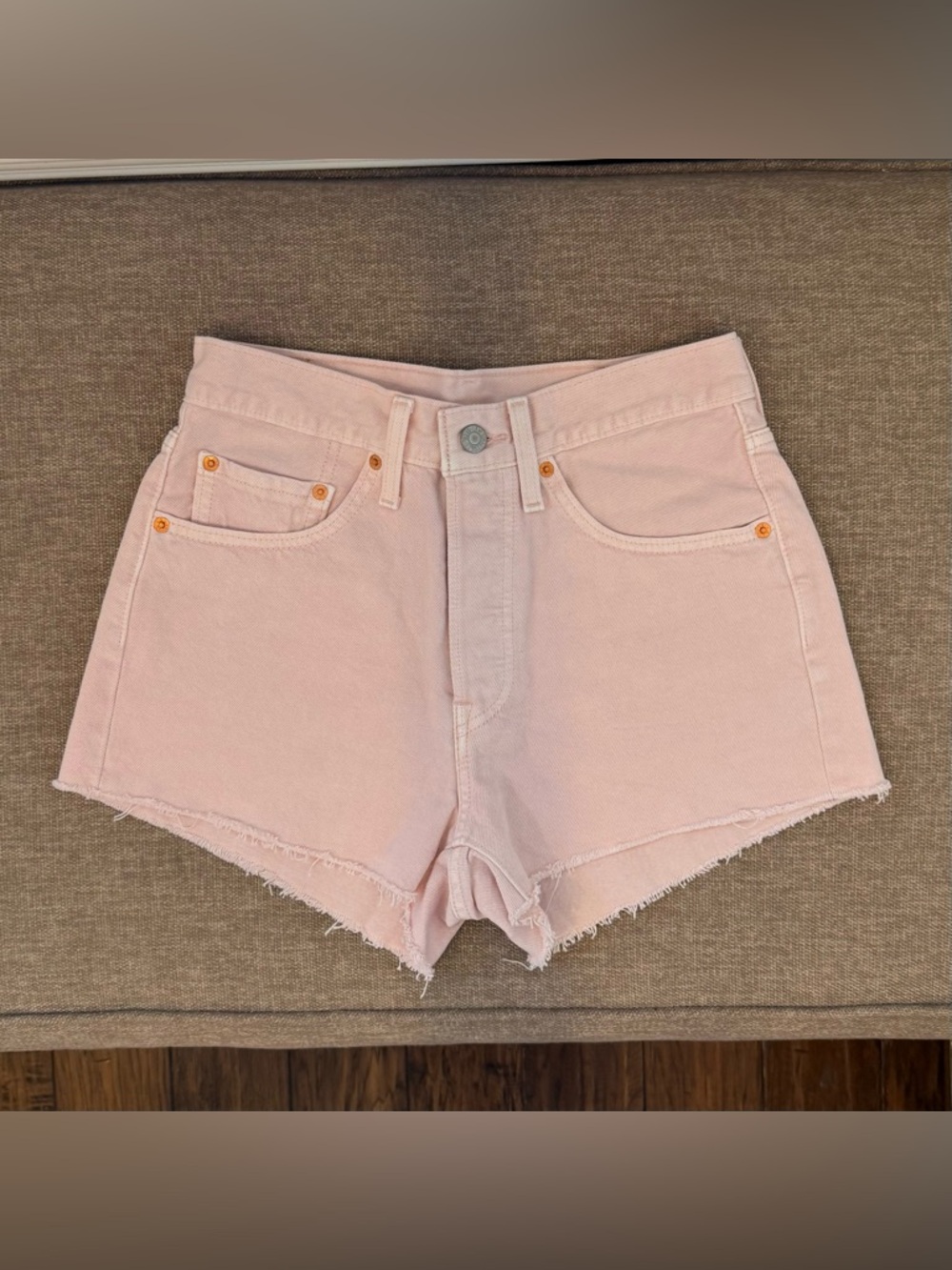 Levi's Light Pink 501 Original Fit High Rise Denim Shorts Womens 26